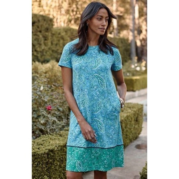 J. Jill Dresses & Skirts - J. Jill Wearever Collection Blue Green Paisley Long Maxi Sun Dress Sz L
